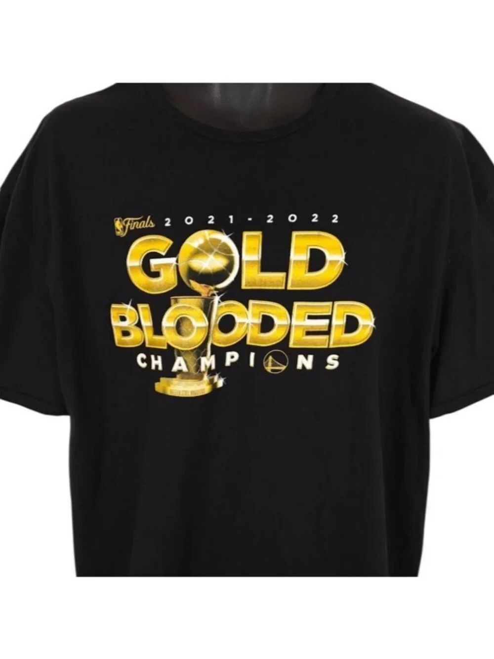 Golden State Warriors T Shirt Mens Size 2XL Black Gold Blooded NBA Basketball